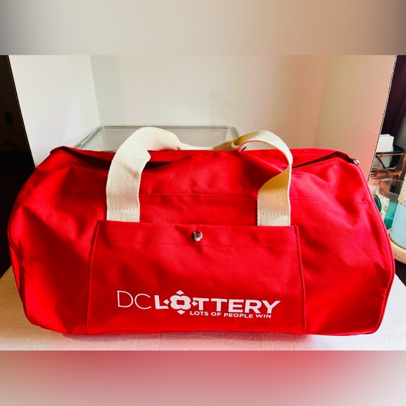 DC LOTTERY Other - BRAND NEW RED/WHITE "DC LOTTERY" TOP HANDLE DUFFLE BAG (16" L/10" H/10"W)